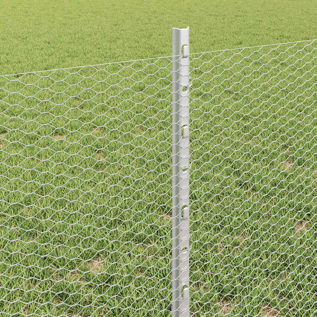 Recinzione con pali. Argento 0.6 x 25 m Acciaio 3336990