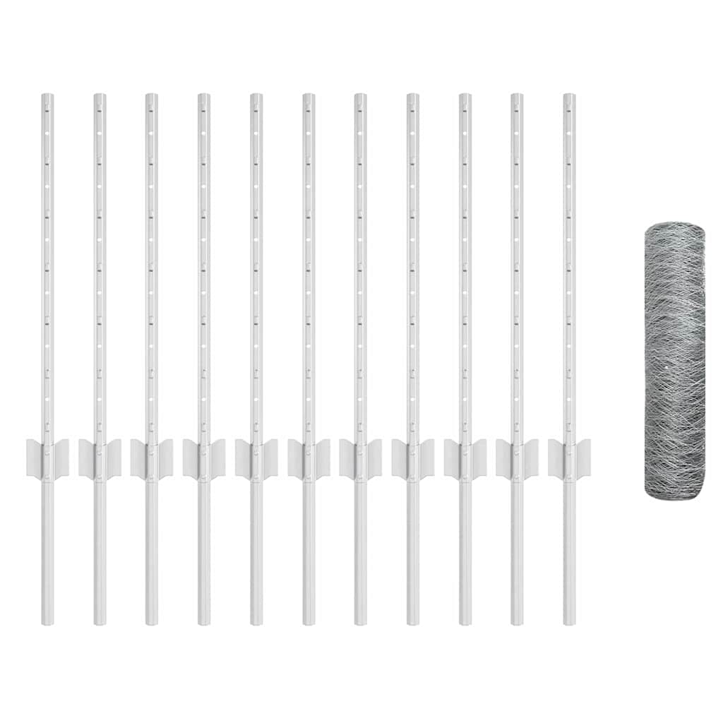 Recinzione con pali. Argento 0.6 x 25 m Acciaio 3336992