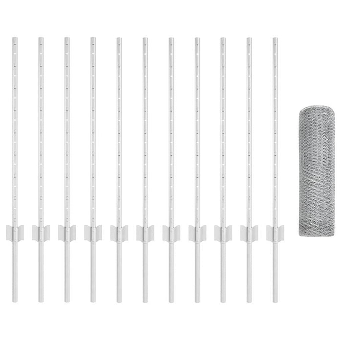 Recinzione con pali. Argento 0.8 x 25 m Acciaio 3336994