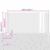 Recinzione con pali. Argento 0.8 x 25 m Acciaio 3336994