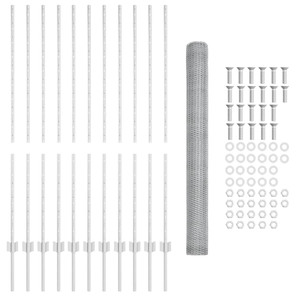 Recinzione con pali. Argento 1.4 x 25 m Acciaio 3337006
