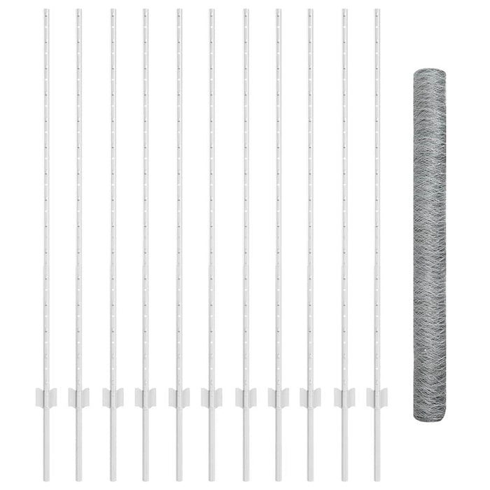 Recinzione con pali. Argento 1.4 x 25 m Acciaio 3337009