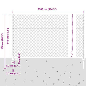 Recinzione con pali. Argento 1.4 x 25 m Acciaio 3337009