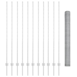 Recinzione con pali. Argento 1.5 x 25 m Acciaio 3337011