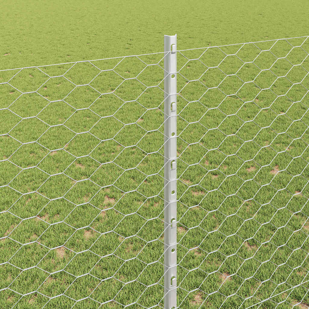 Recinzione con pali. Argento 1.5 x 25 m Acciaio 3337012