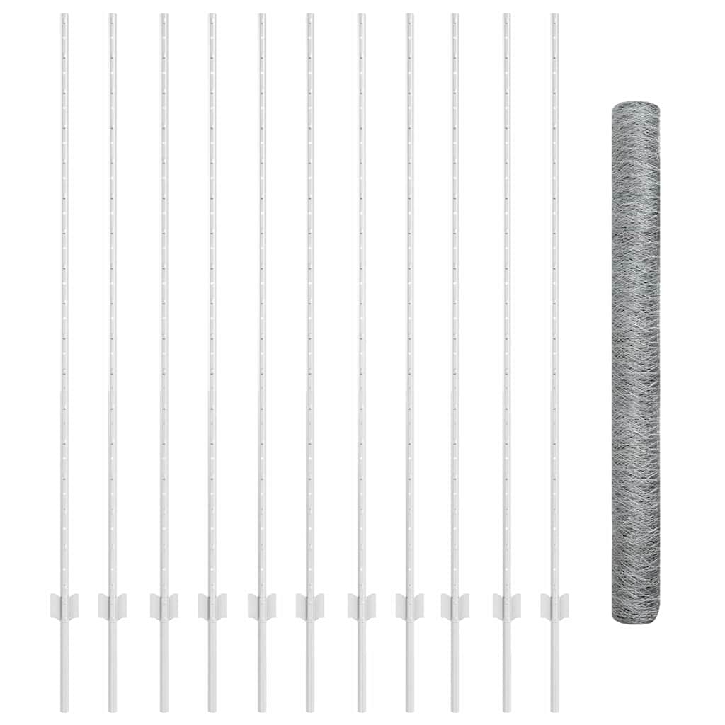 Recinzione con pali. Argento 1.6 x 25 m Acciaio 3337017