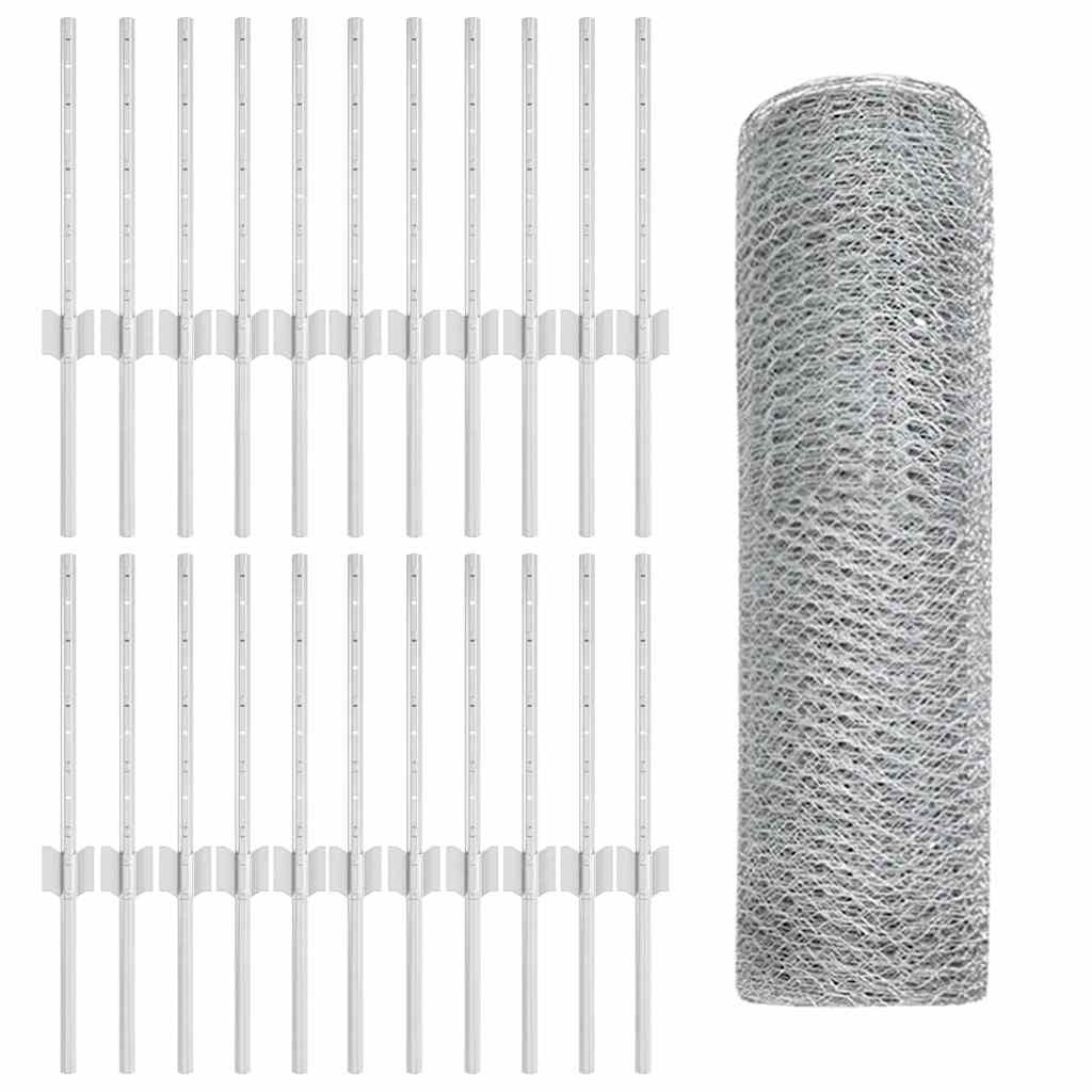 Recinzione con pali. Argento 0.4 x 50 m Acciaio 3337018