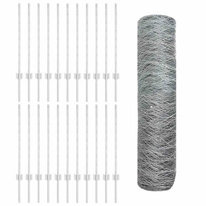 Recinzione con pali. Argento 0.8 x 50 m Acciaio 3337032