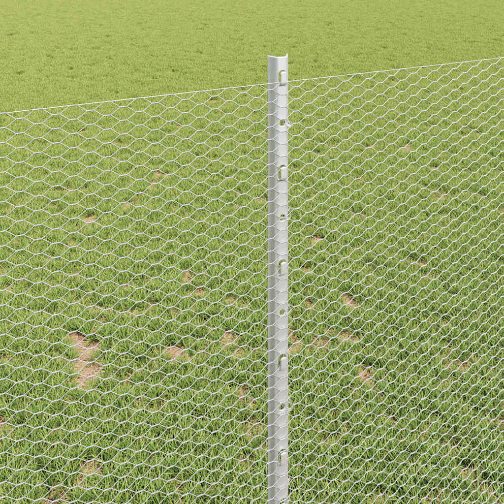 Recinzione con pali. Argento 1 x 50 m Acciaio 3337034