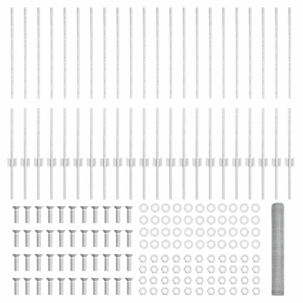 Recinzione con pali. Argento 1 x 50 m Acciaio 3337035
