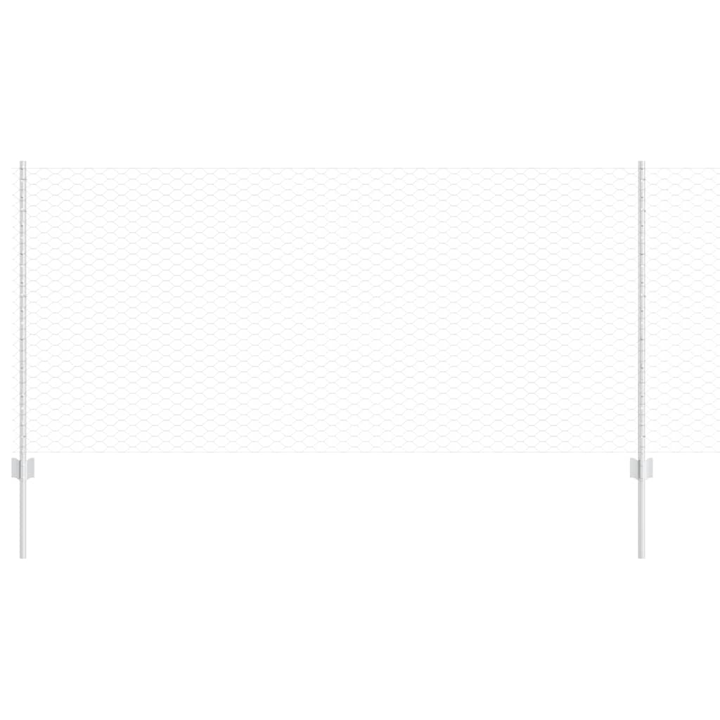 Recinzione con pali. Argento 1 x 50 m Acciaio 3337036