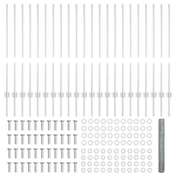 Recinzione con pali. Argento 1 x 50 m Acciaio 3337036