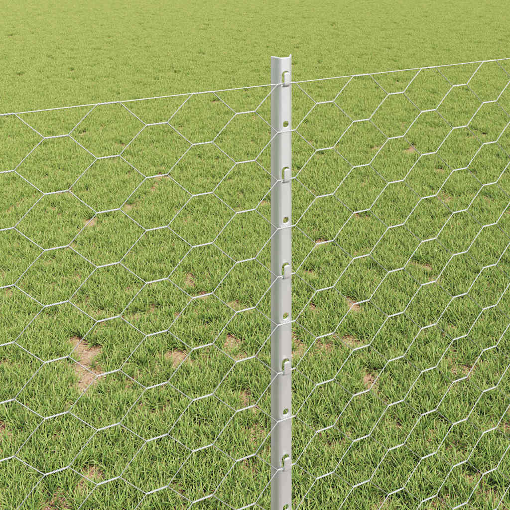 Recinzione con pali. Argento 1 x 50 m Acciaio 3337037