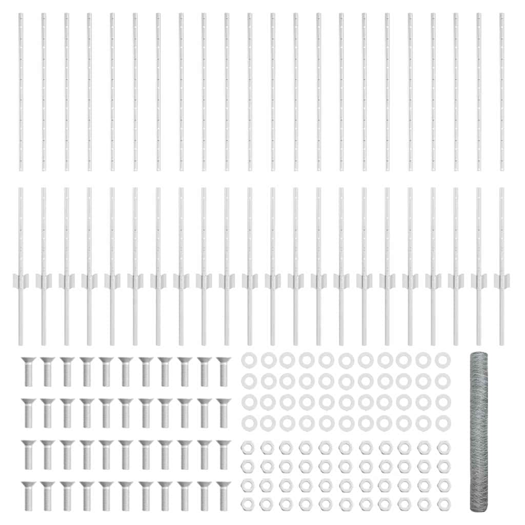 Recinzione con pali. Argento 1 x 50 m Acciaio 3337037