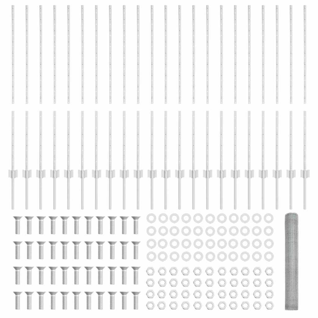 Recinzione con pali. Argento 1.2 x 50 m Acciaio 3337039