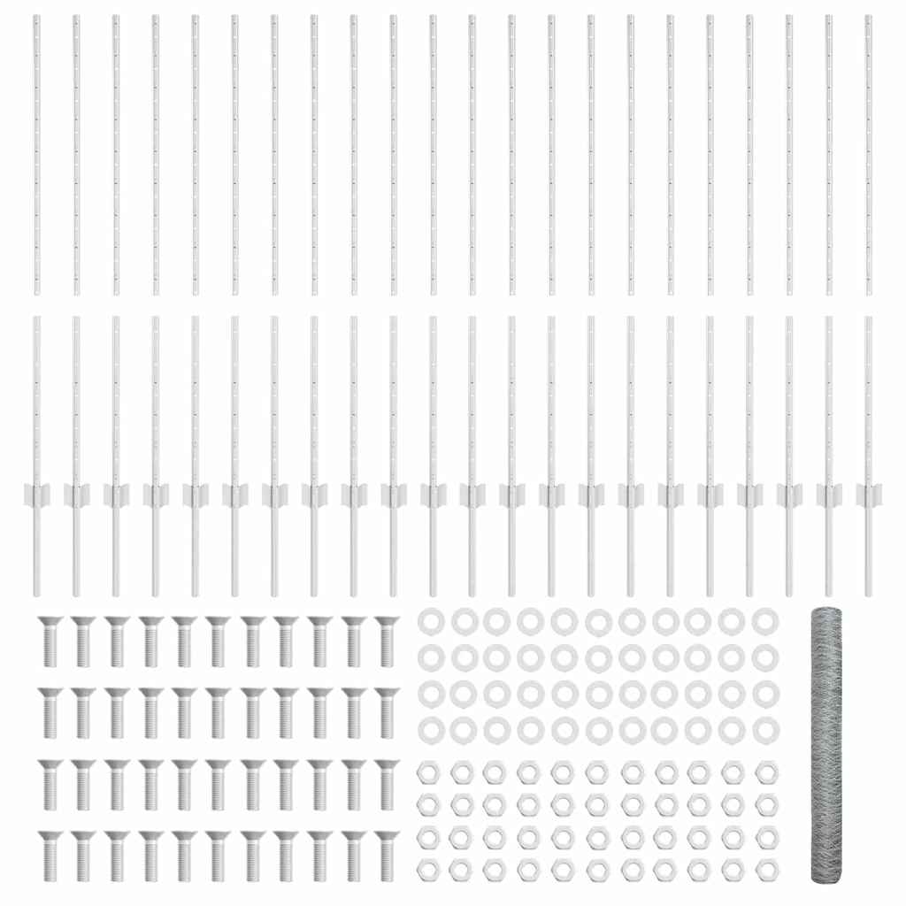 Recinzione con pali. Argento 1.2 x 50 m Acciaio 3337040
