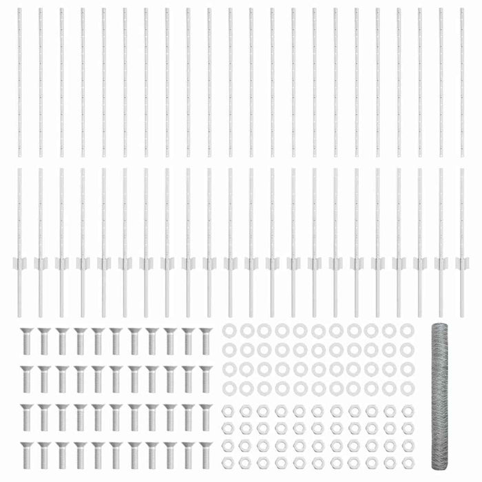 Recinzione con pali. Argento 1.2 x 50 m Acciaio 3337040