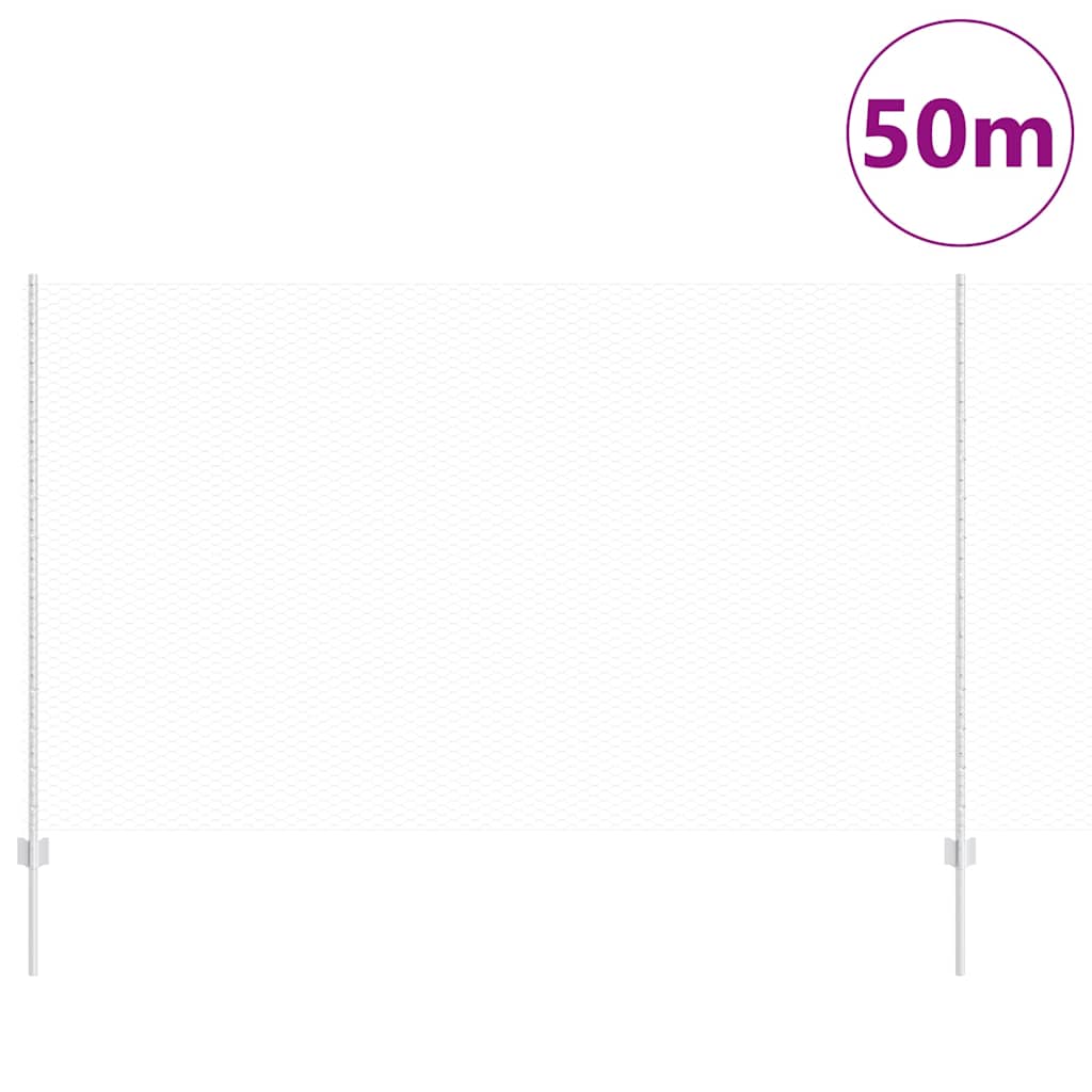 Recinzione con pali. Argento 1.4 x 50 m Acciaio 3337043