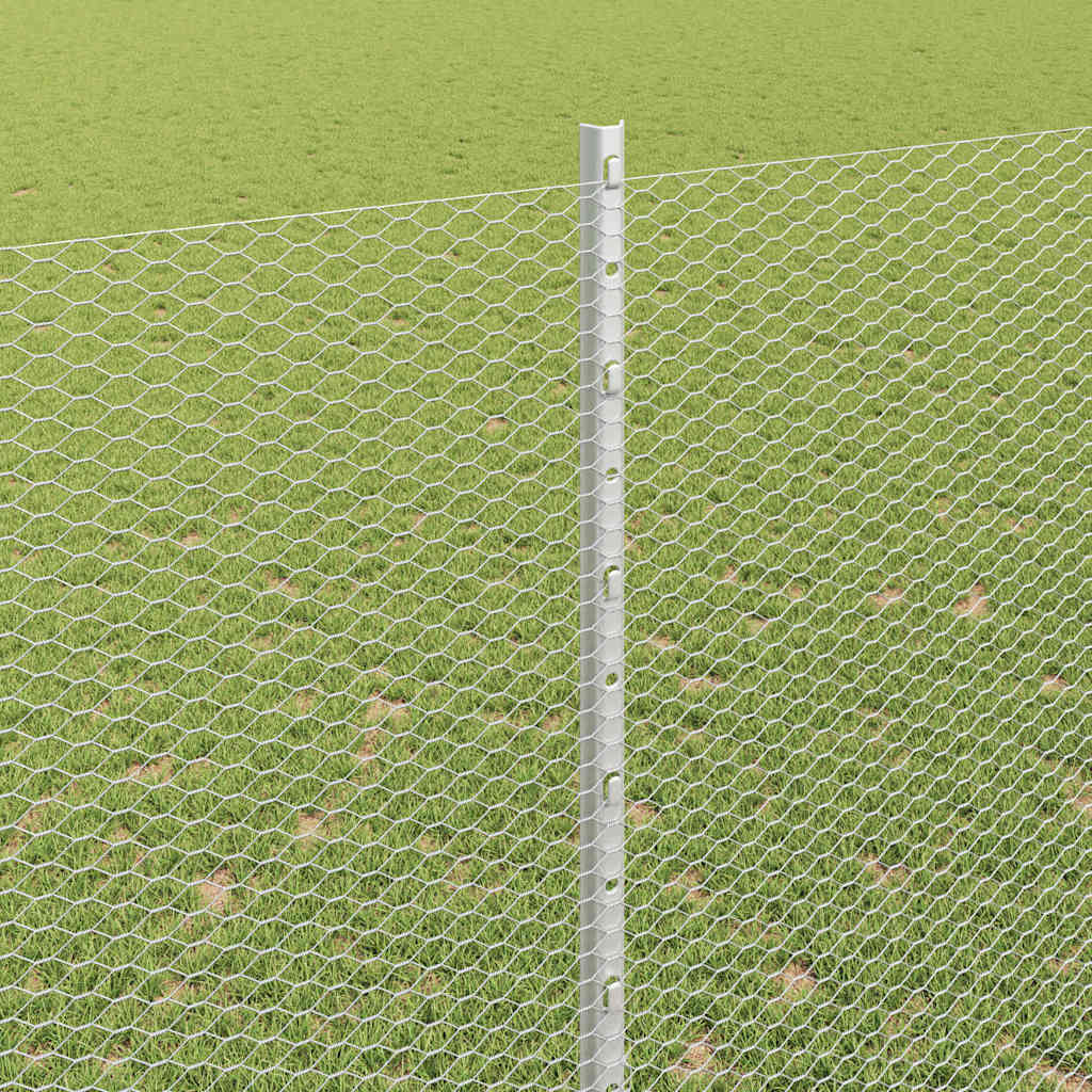 Recinzione con pali. Argento 1.5 x 50 m Acciaio 3337046