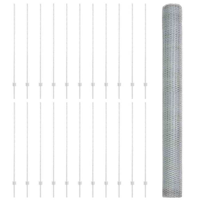 Recinzione con pali. Argento 1.5 x 50 m Acciaio 3337047