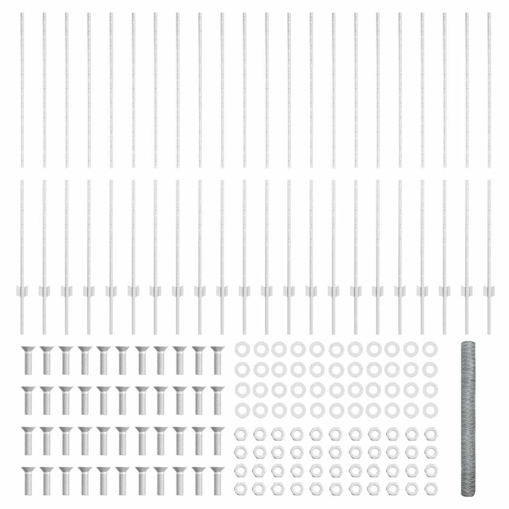 Recinzione con pali. Argento 1.5 x 50 m Acciaio 3337048
