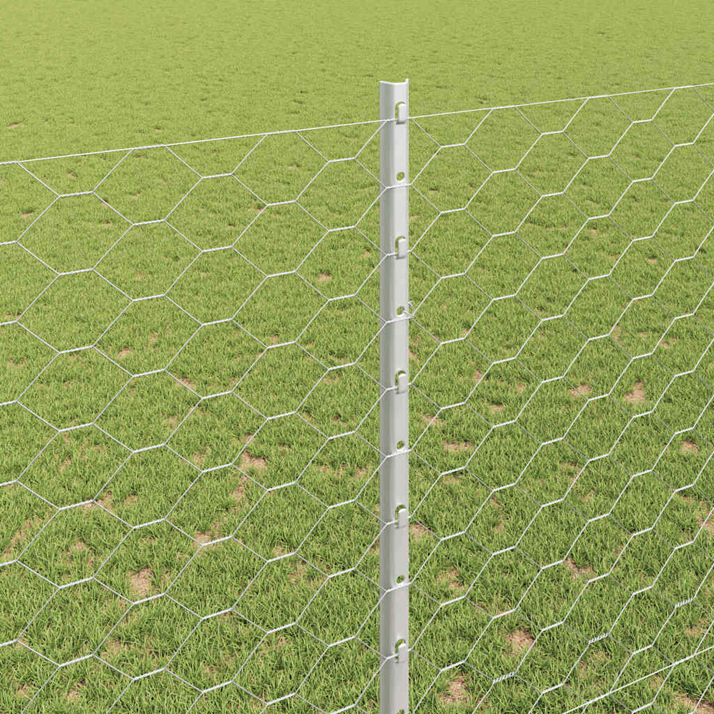 Recinzione con pali. Argento 1.5 x 50 m Acciaio 3337049
