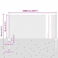 Recinzione con pali. Argento 0.8 x 100 m Acciaio 3337066