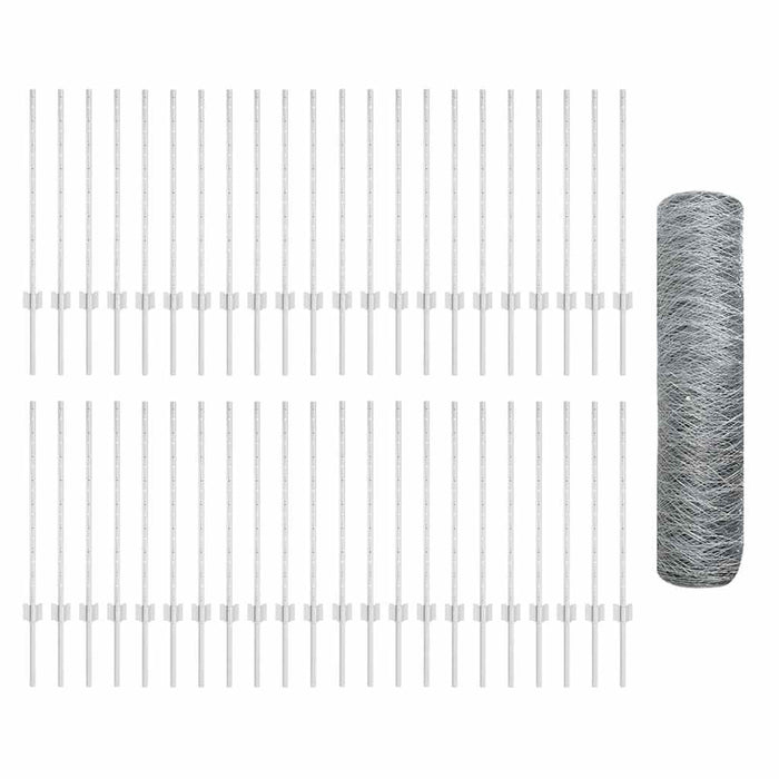 Recinzione con pali. Argento 0.8 x 100 m Acciaio 3337069