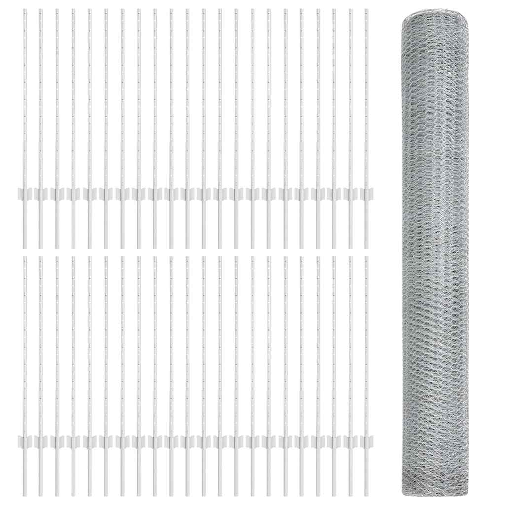 Recinzione con pali. Argento 1 x 100 m Acciaio 3337071