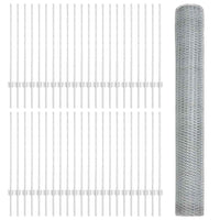 Recinzione con pali. Argento 1 x 100 m Acciaio 3337071