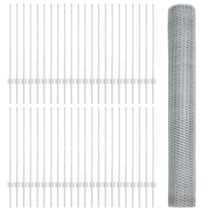 Recinzione con pali. Argento 1 x 100 m Acciaio 3337071