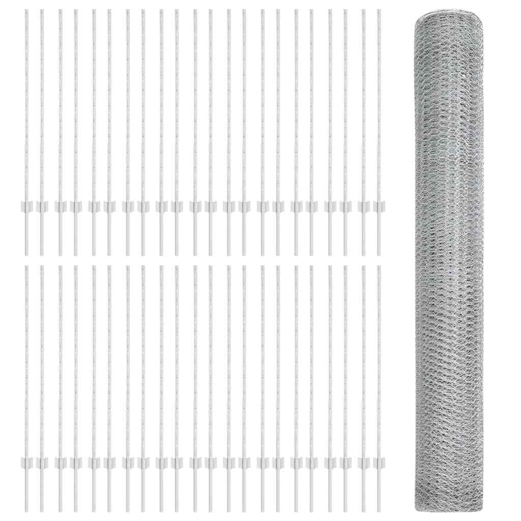 Recinzione con pali. Argento 1.2 x 100 m Acciaio 3337074