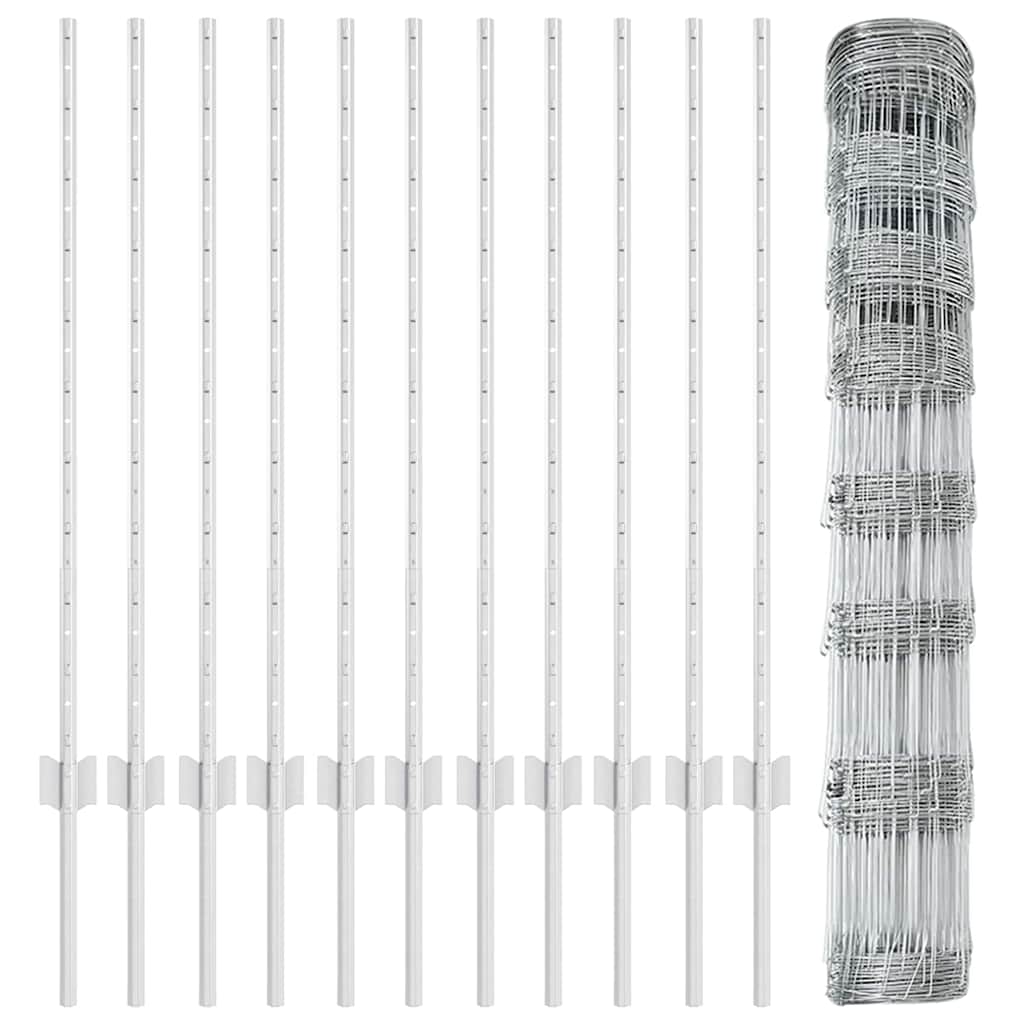 Recinzione con pali. Argento 1 x 25 m Acciaio 3337119