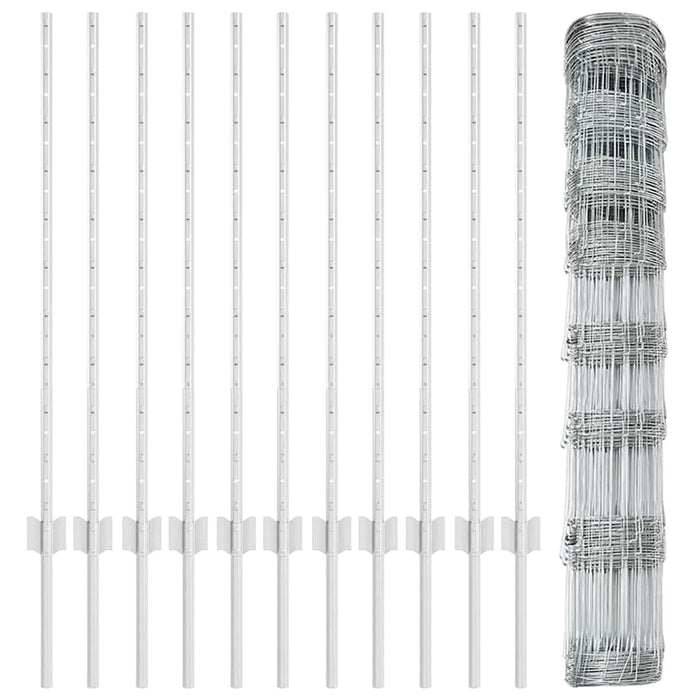 Recinzione con pali. Argento 1 x 25 m Acciaio 3337119