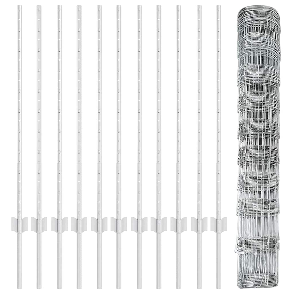 Recinzione con pali. Argento 1 x 25 m Acciaio 3337120