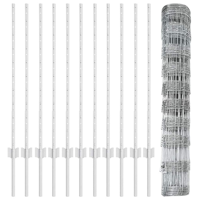 Recinzione con pali. Argento 1 x 25 m Acciaio 3337120