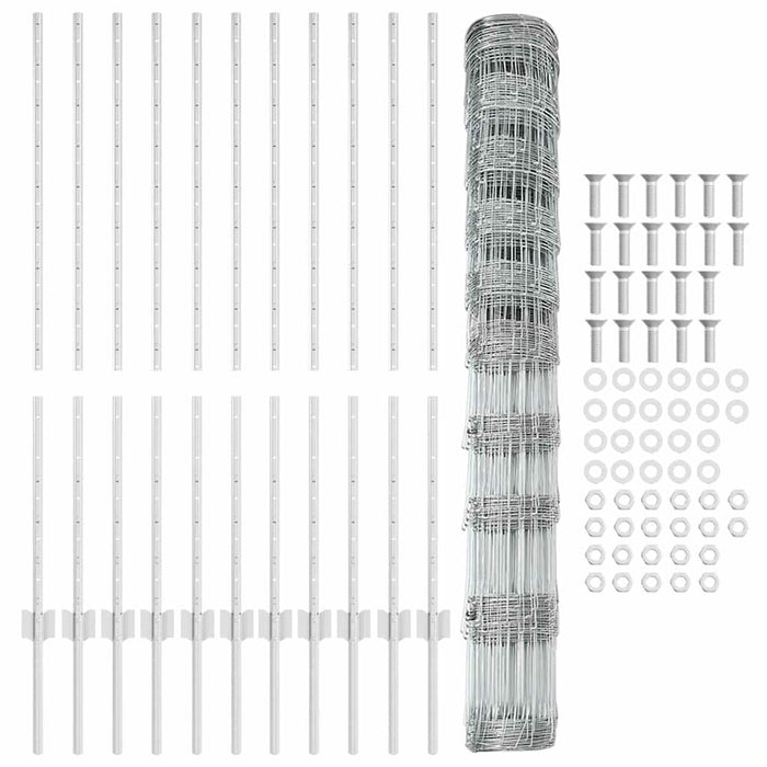 Recinzione con pali. Argento 1.2 x 25 m Acciaio 3337122