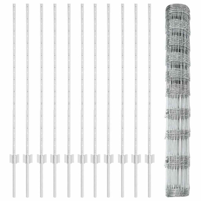 Recinzione con pali. Argento 1.2 x 25 m Acciaio 3337122