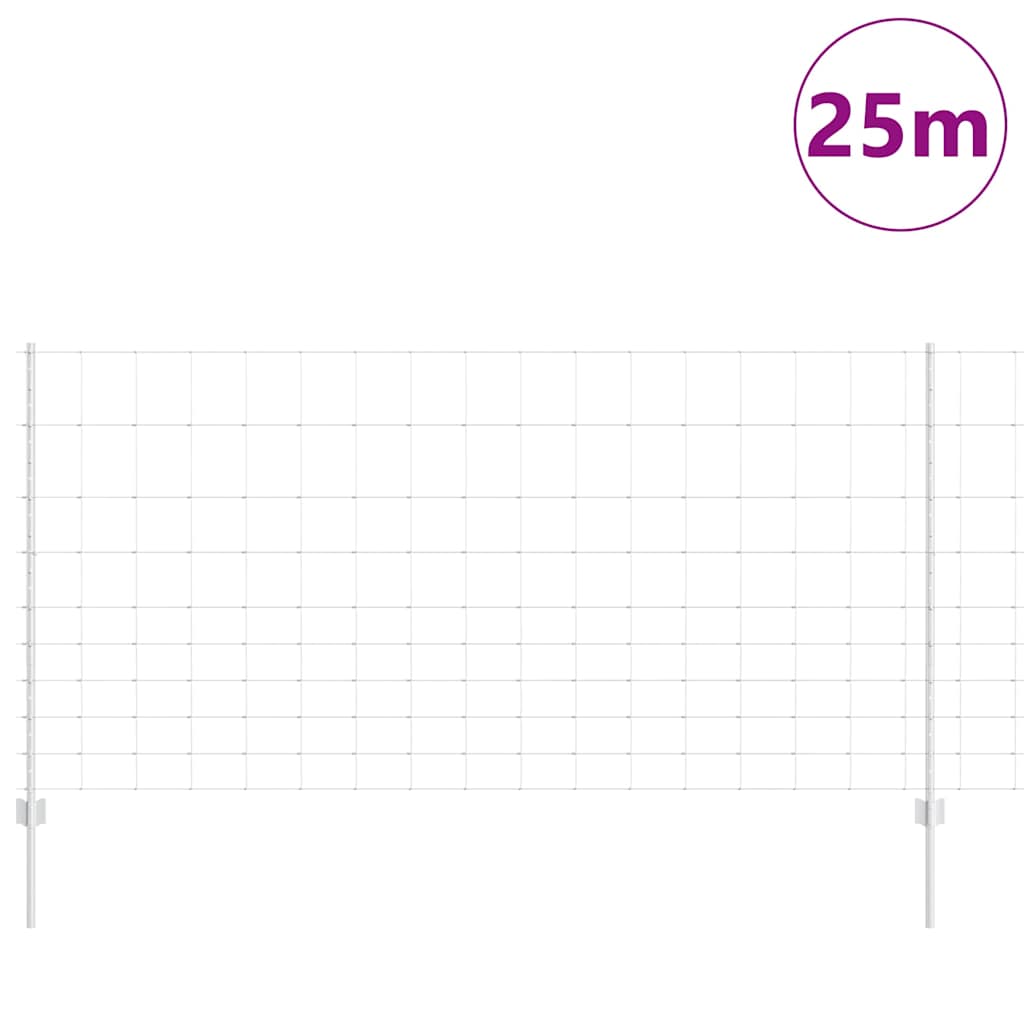Recinzione con pali. Argento 1.2 x 25 m Acciaio 3337122
