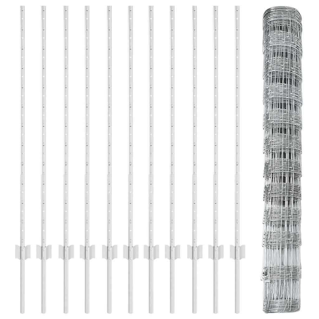 Recinzione con pali. Argento 1.2 x 25 m Acciaio 3337125