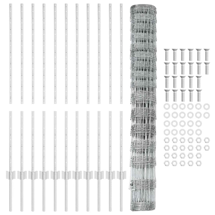 Recinzione con pali. Argento 1.2 x 25 m Acciaio 3337127
