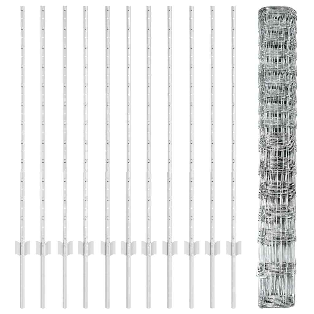 Recinzione con pali. Argento 1.2 x 25 m Acciaio 3337127