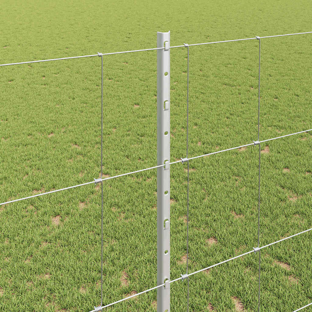 Recinzione con pali. Argento 1.4 x 25 m Acciaio 3337128