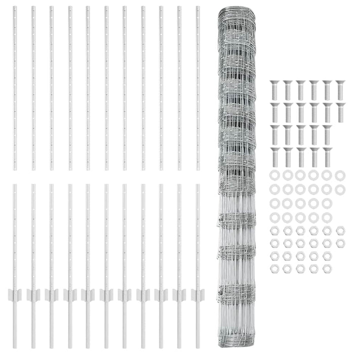 Recinzione con pali. Argento 1.4 x 25 m Acciaio 3337129