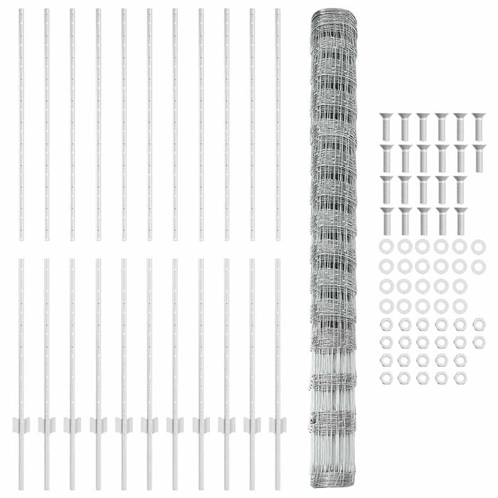 Recinzione con pali. Argento 1.6 x 25 m Acciaio 3337137