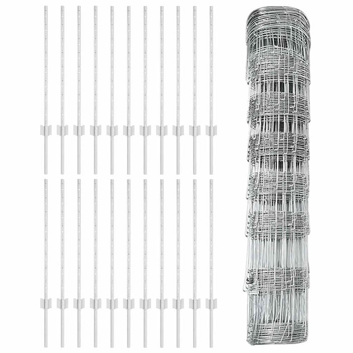 Recinzione con pali. Argento 0.8 x 50 m Acciaio 3337144
