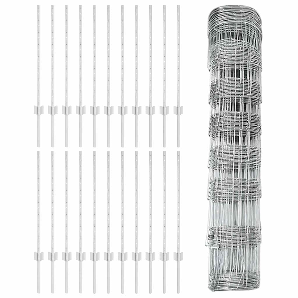 Recinzione con pali. Argento 0.8 x 50 m Acciaio 3337145