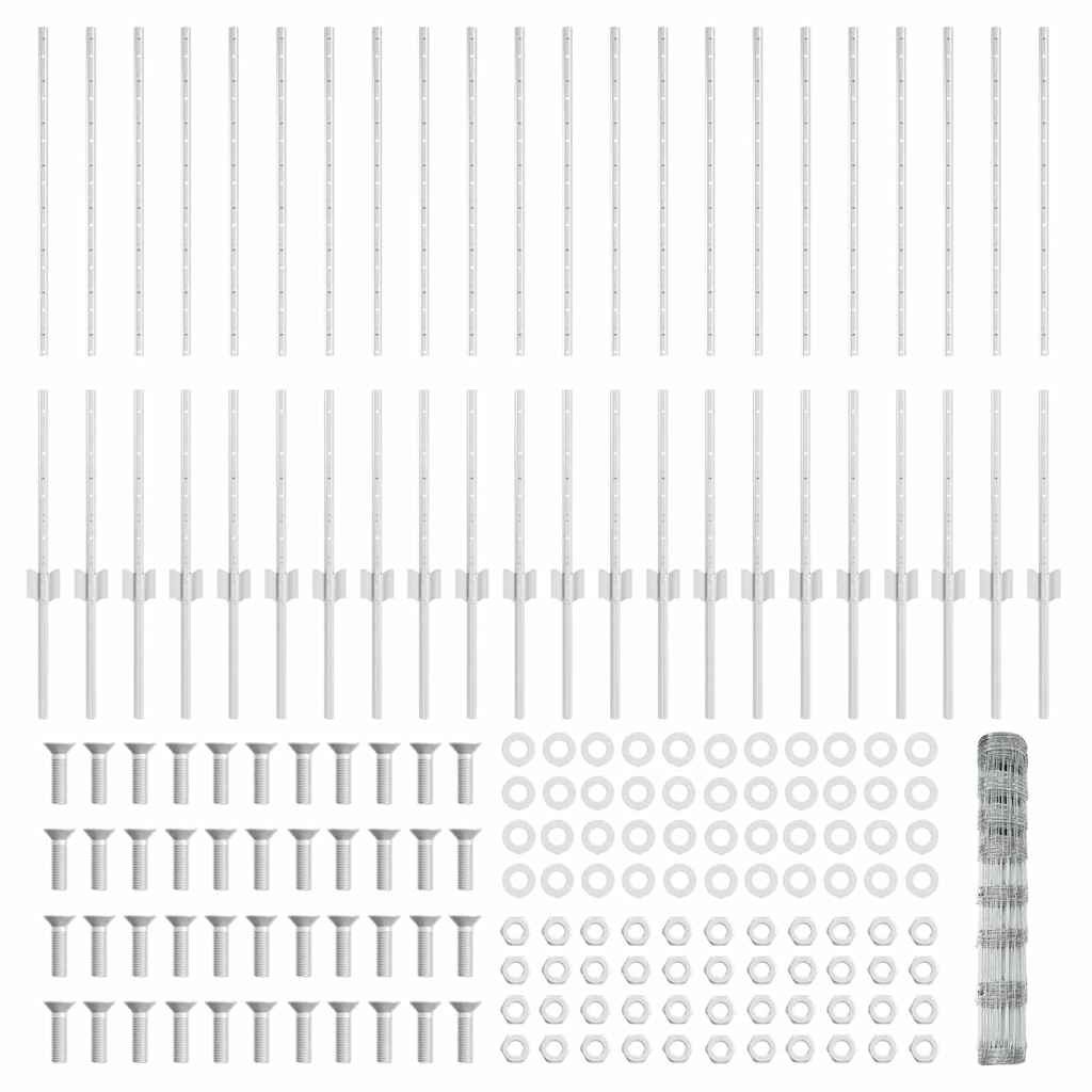 Recinzione con pali. Argento 1 x 50 m Acciaio 3337147