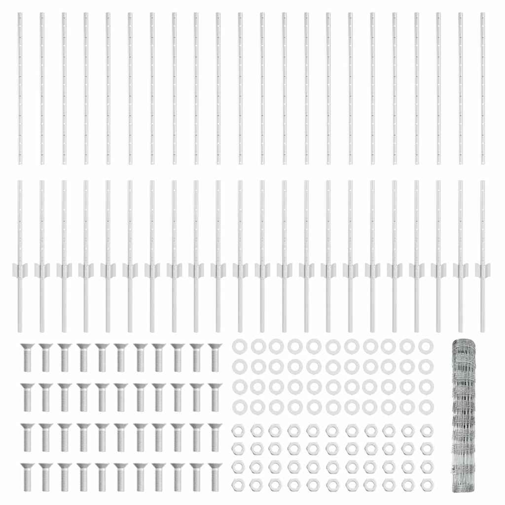 Recinzione con pali. Argento 1 x 50 m Acciaio 3337149