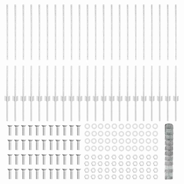Recinzione con pali. Argento 1 x 50 m Acciaio 3337149